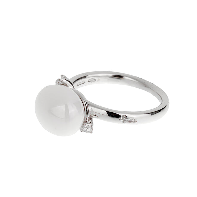 Pomellato Capri Agate Diamond 18k White Gold Cocktail Ring