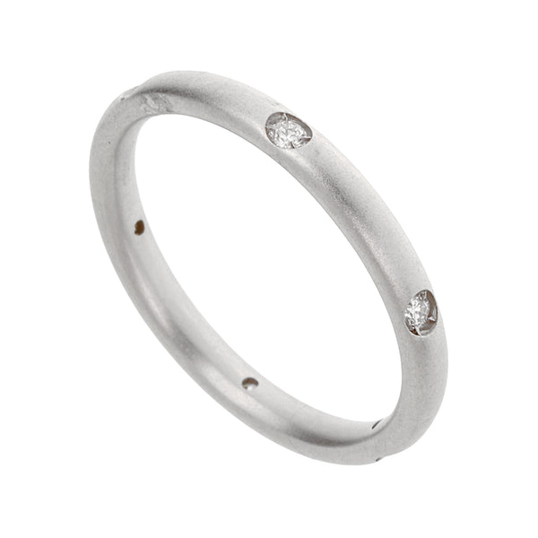 Pomellato 18k White Gold Diamond Matte Finish Band Ring