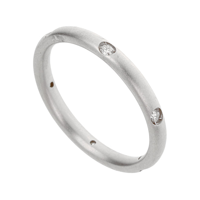 Pomellato 18k White Gold Diamond Matte Finish Band Ring