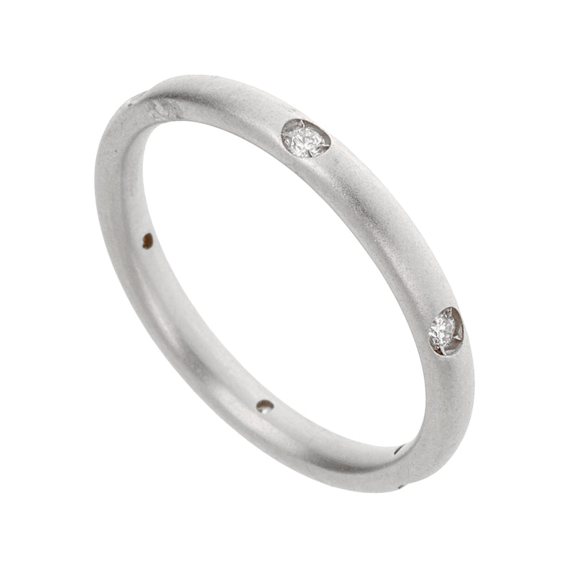 Pomellato 18k White Gold Diamond Matte Finish Band Ring