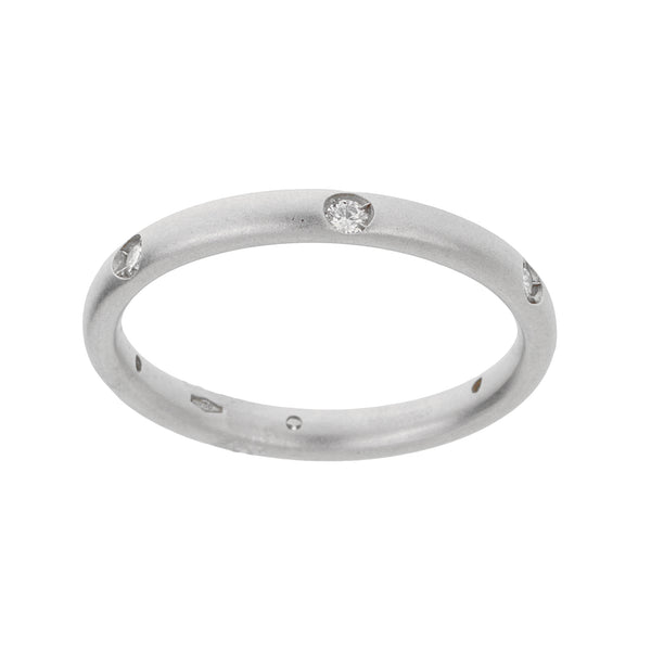 Pomellato 18k White Gold Diamond Matte Finish Band Ring