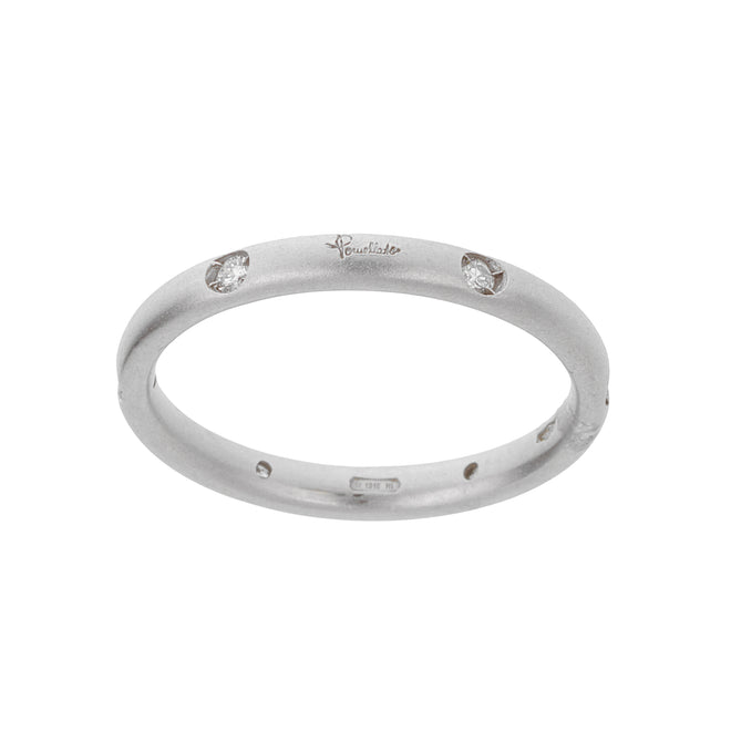 Pomellato 18k White Gold Diamond Matte Finish Band Ring