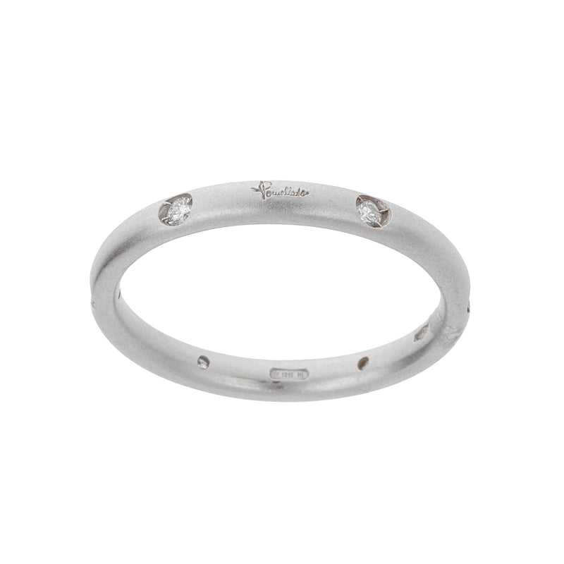 Pomellato 18k White Gold Diamond Matte Finish Band Ring