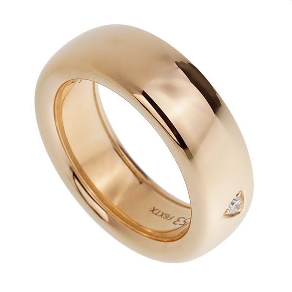 Pomellato Iconica Slim Diamond 18k Rose Gold Band Ring Sz 6 1/4