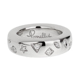 Pomellato Iconica 18K White Gold & Diamond Band Ring Sz 6 1/2