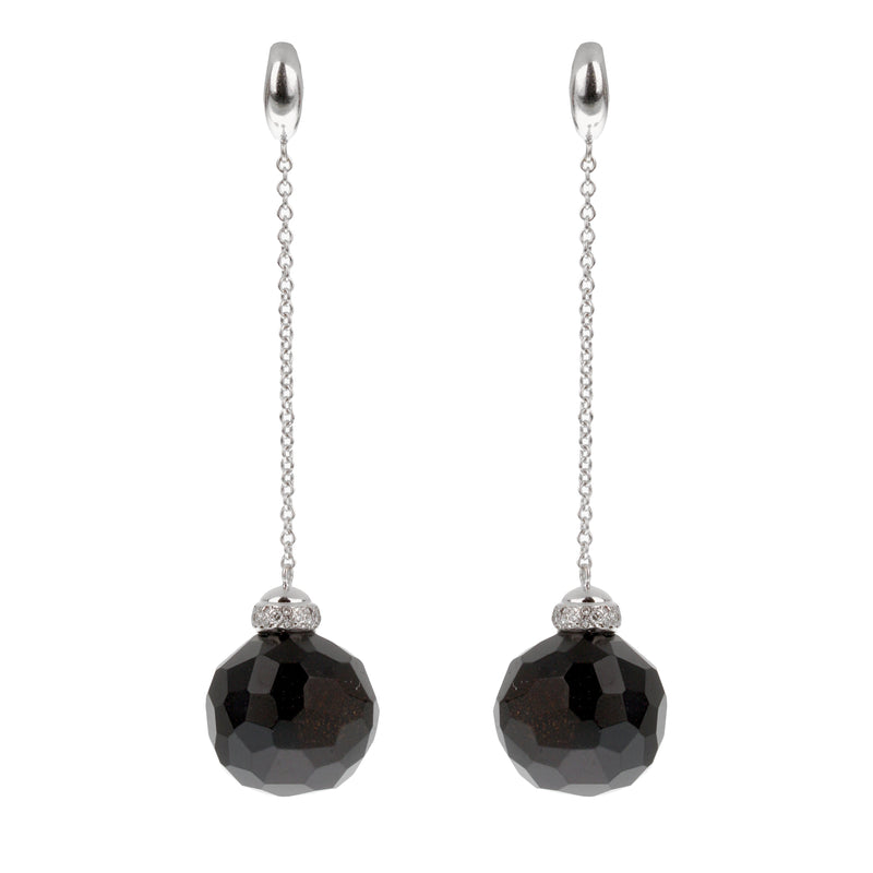 Pomellato Onyx Diamond White Gold Diamond Disco Ball Earrings 0003635