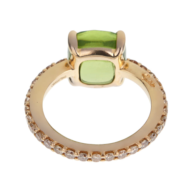 Pomellato 3.84 Carat Peridot Champagne Diamond 18k Yellow Gold Ring Sz 5 1/4