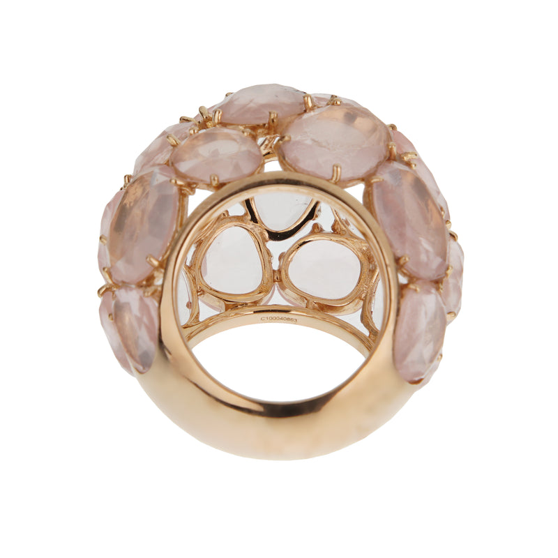 Pomellato Rose Quartz 18k Rose Gold Cocktail Dome Bombe Ring Sz 6 1/2