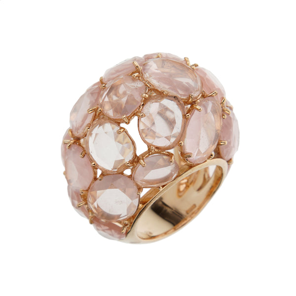 Pomellato Rose Quartz 18k Rose Gold Cocktail Dome Bombe Ring Sz 6 1/2