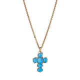 Pomellato Rose Gold Turquoise & Rock Crystal Cross Pendant Necklace 1dasd1213213