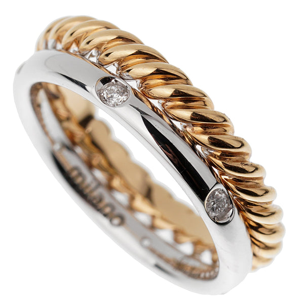 Pomellato Rose Gold Woven Diamond White Gold Ring Sz 6 1/2 0003138