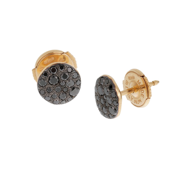 Pomellato Sabbia Pave Black Diamond Stud 18k Rose Gold Earrings