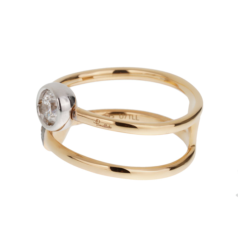 Pomellato Sabbia 18k Rose Gold Brown & White Diamond Cocktail Ring Sz 5