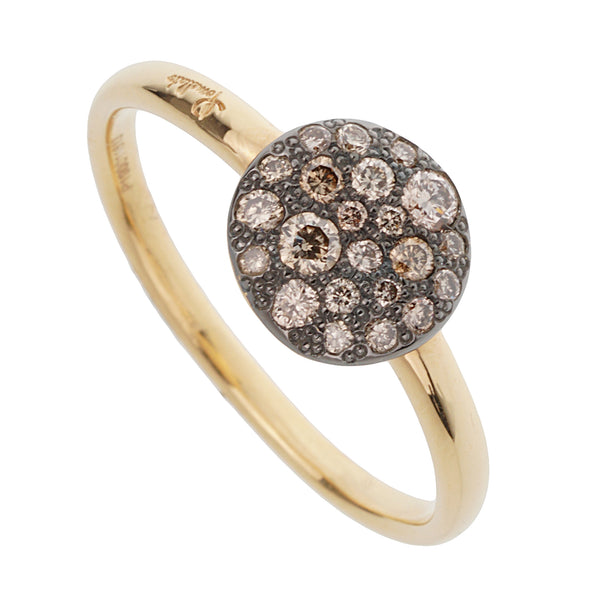 Pomellato Sabbia Brown Pave Diamond 18k Rose Gold Ring Sz 6 1/4
