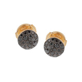 Pomellato Sabbia Pave Black Diamond Stud 18k Rose Gold Earrings 0003691