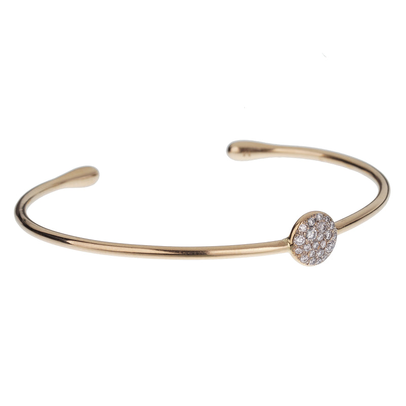 Pomellato Sabbia 18k Rose Gold Pave Diamond Cuff Bangle Bracelet