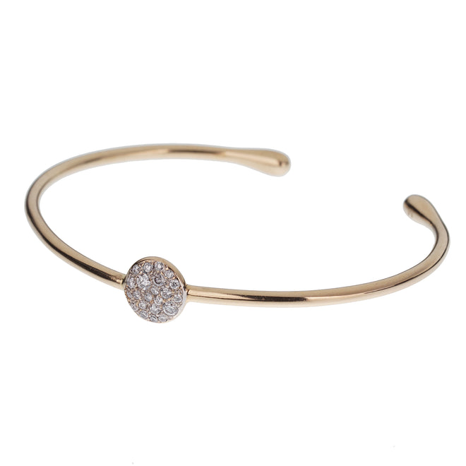 Pomellato Sabbia 18k Rose Gold Pave Diamond Cuff Bangle Bracelet