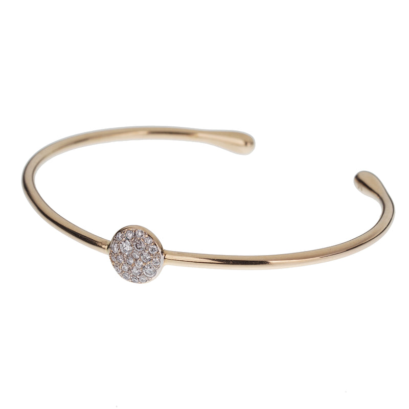Pomellato Sabbia 18k Rose Gold Pave Diamond Cuff Bangle Bracelet