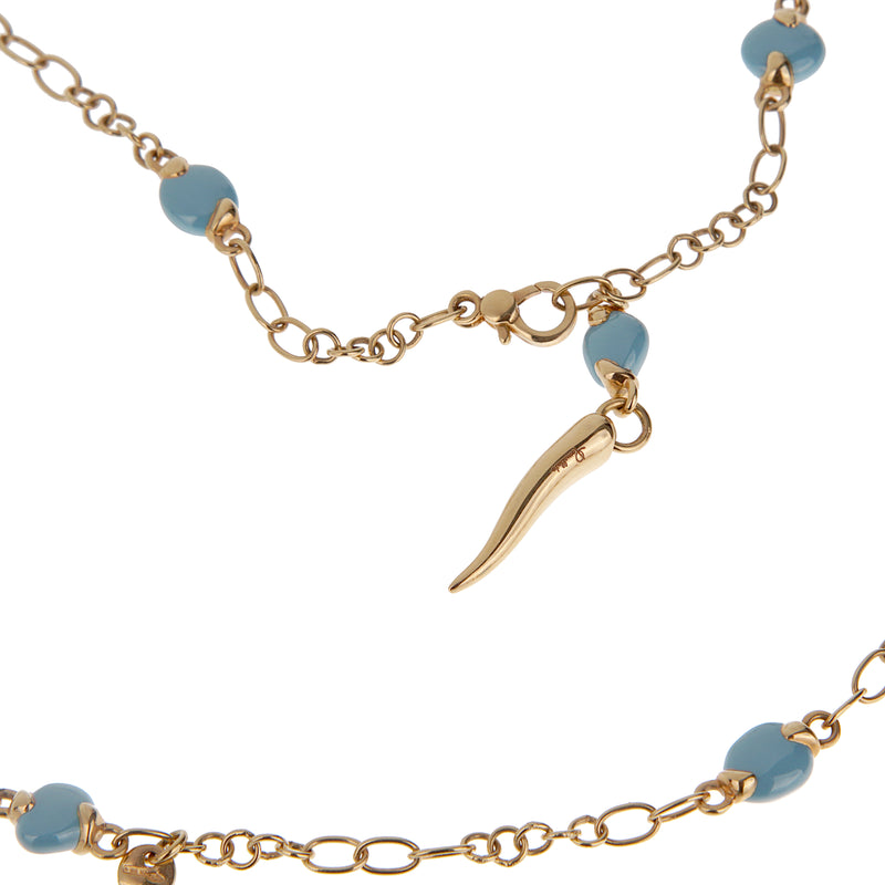 Pomellato Capri Turquoise 18k Rose Gold Chain Link Necklace