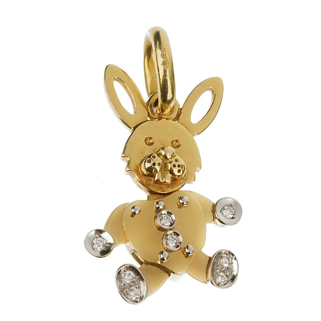 Pomellato Vintage Bunny Yellow & White Gold Diamond Charm Pendant