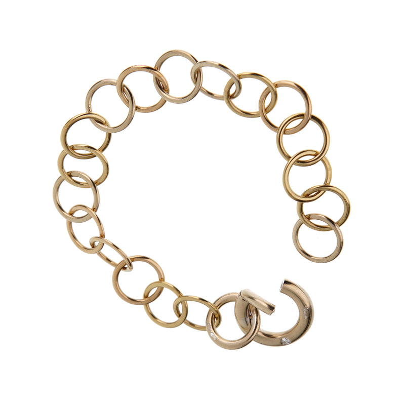 Pomellato 18k White Rose & Yellow Gold Chain Link Vintage Diamond Bracelet