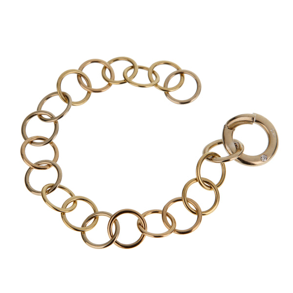 Pomellato 18k White Rose & Yellow Gold Chain Link Vintage Diamond Bracelet