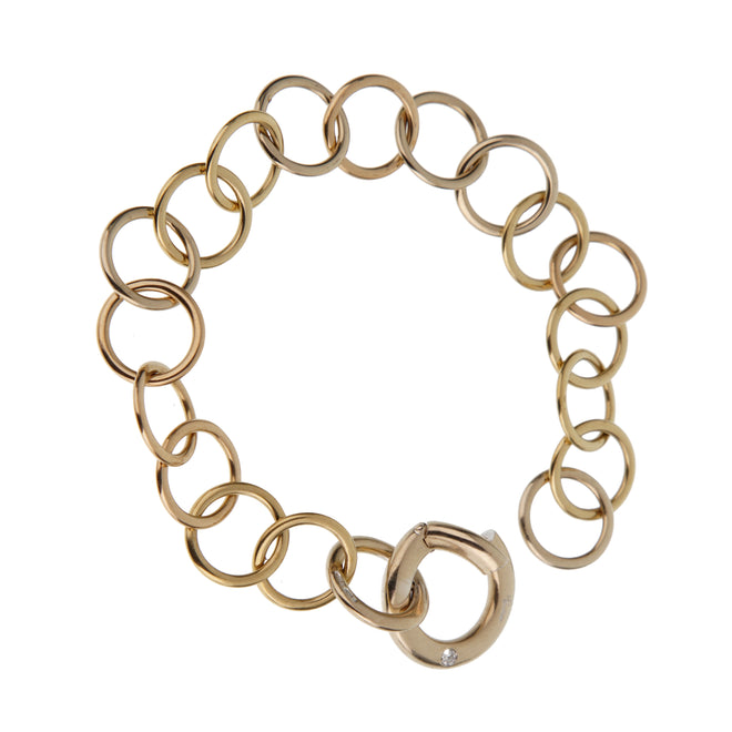 Pomellato 18k White Rose & Yellow Gold Chain Link Vintage Diamond Bracelet