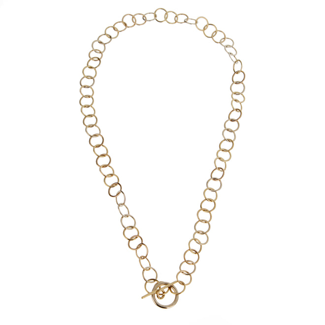 Pomellato Vintage 18k White & Yellow Gold Chain Link Diamond Necklace