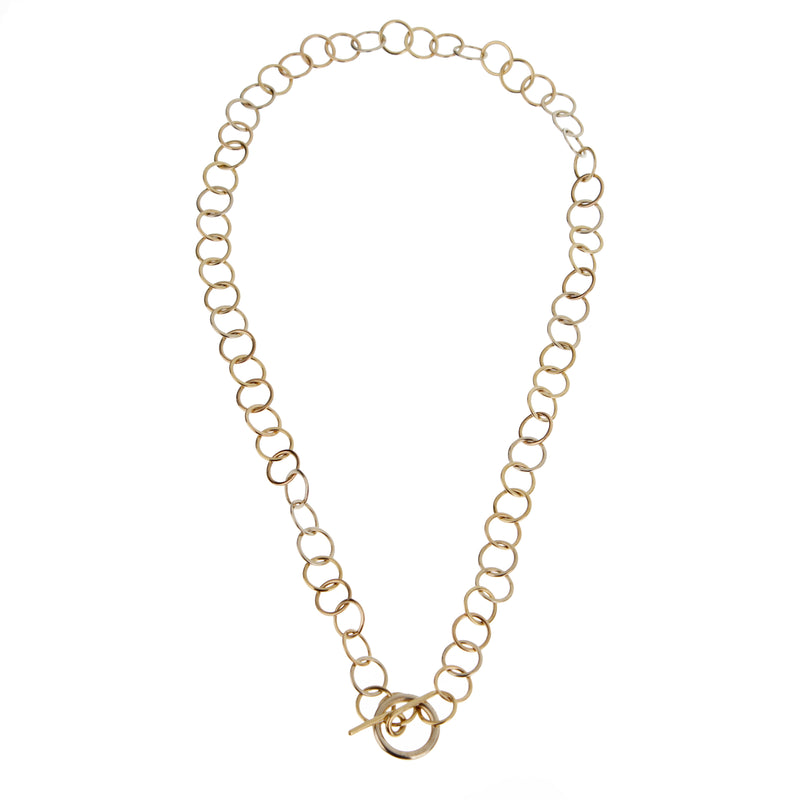 Pomellato Vintage 18k White & Yellow Gold Chain Link Diamond Necklace