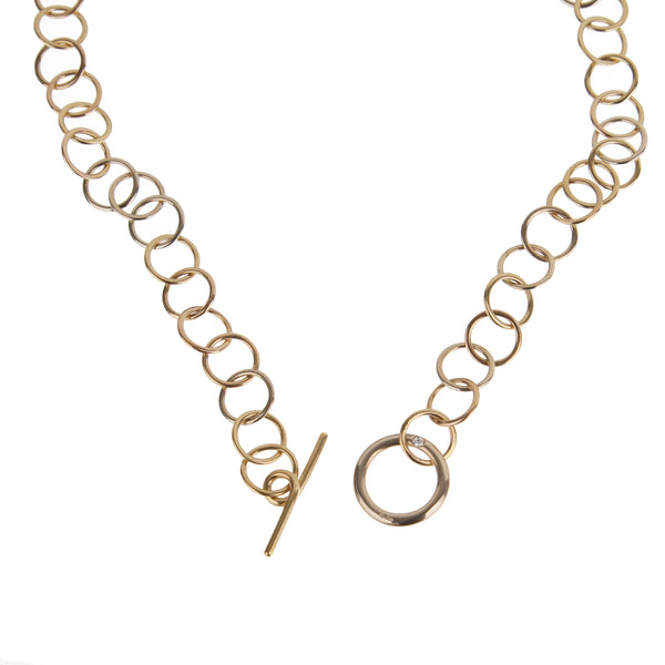 Pomellato Vintage 18k White & Yellow Gold Chain Link Diamond Necklace