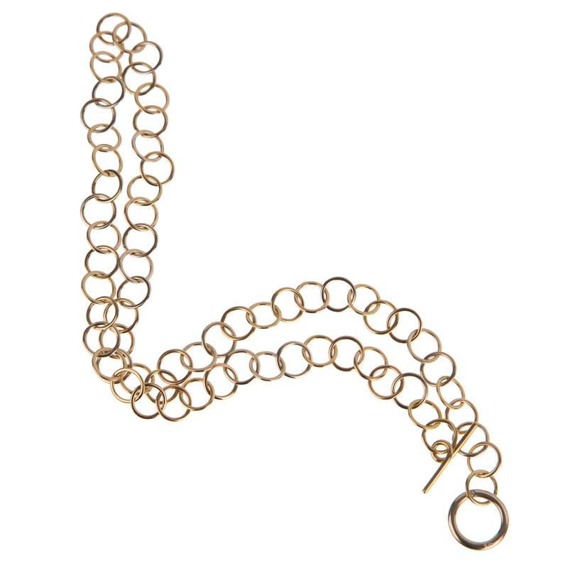 Pomellato Vintage 18k White & Yellow Gold Chain Link Diamond Necklace