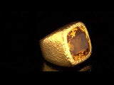Dior Citrine Hammered Gold Cocktail Ring Sz 6 1/4