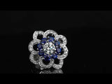 Graff Sapphire & Diamond Cocktail Platinum Rosette Ring Sz 5 1/2
