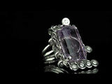 Dior Emerald Cut Amethyst Diamond Gold Ring Sz 6 1/2