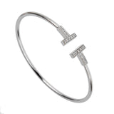 Tiffany & Co. T Diamond Wire Bracelet 18k White Gold Medium 0004196