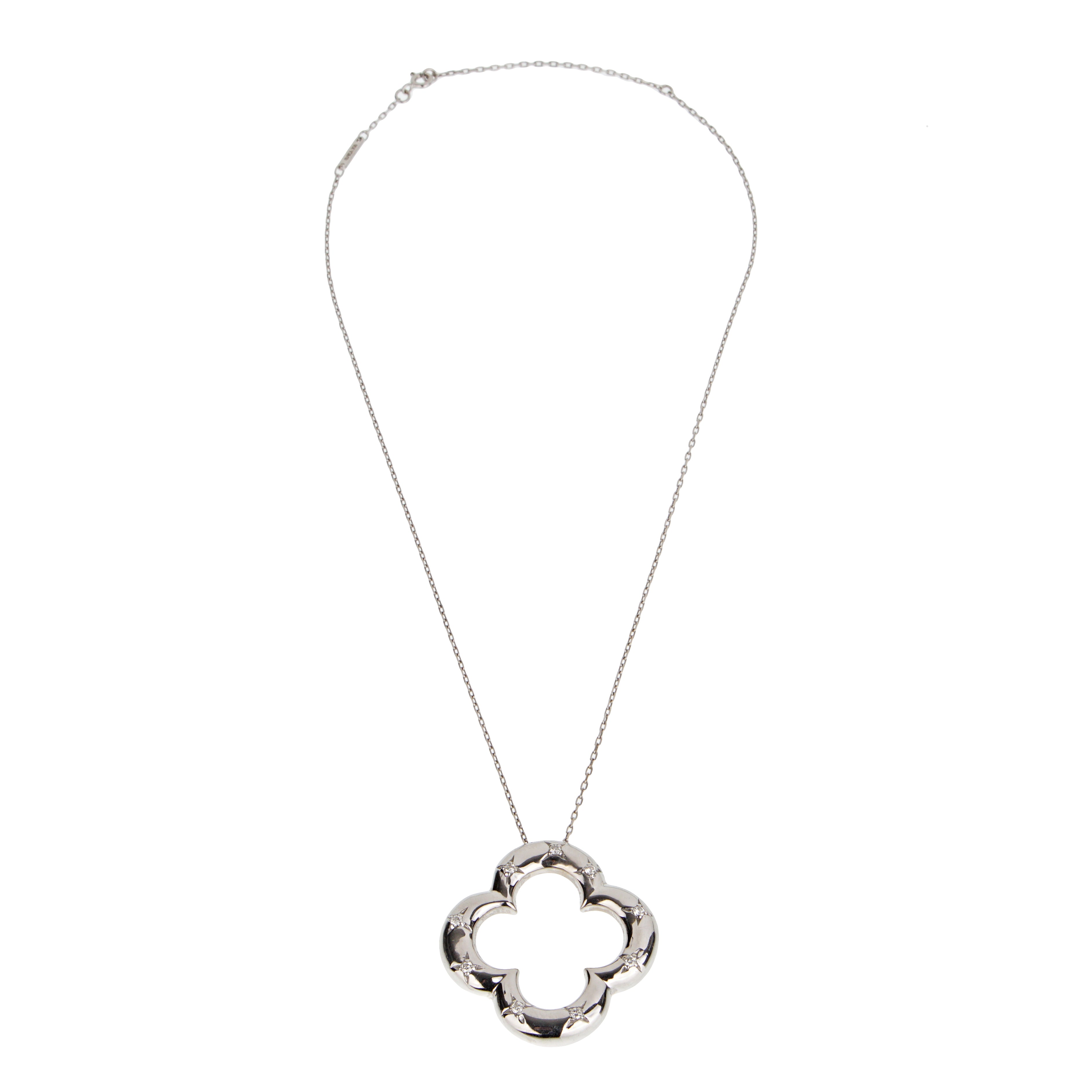 Van Cleef & Arpels Vintage Alhambra diamond 18k white gold necklace