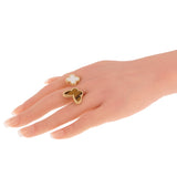 Van Cleef Arpels 18k Yellow Gold Lucky Alhambra Between the Finger Ring 0003979