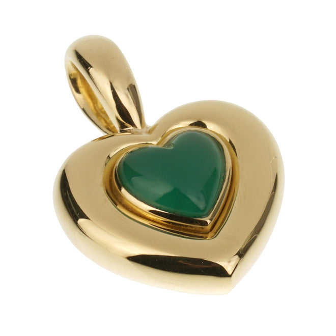Van Cleef & Arpels Chrysoprase 18k Yellow Gold Heart Pendant 0003589