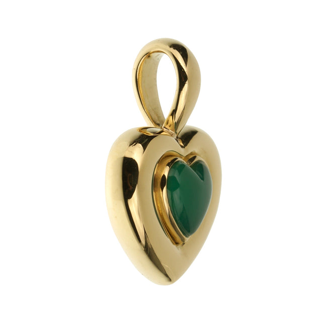 Van Cleef & Arpels Chrysoprase 18k Yellow Gold Heart Pendant 0003589