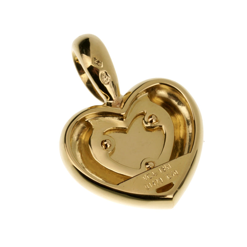 Van Cleef & Arpels Chrysoprase 18k Yellow Gold Heart Pendant 0003589