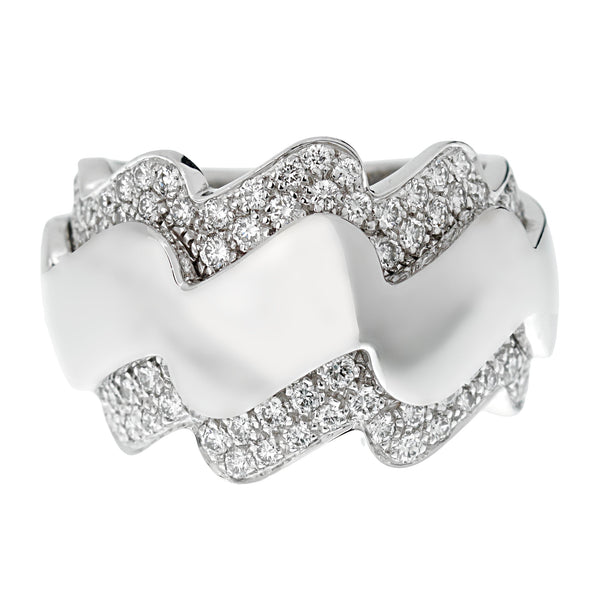 Van Cleef & Arpels Diamond Gold Wave Ring 0001747