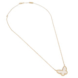 Van Cleef & Arpels Lucky Alhambra Butterfly Mother of Pearl Pendant Necklace 18k Yellow Gold 0004178