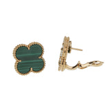 Van Cleef & Arpels Magic Alhambra Malachite Earrings 18K Yellow Gold 0004098