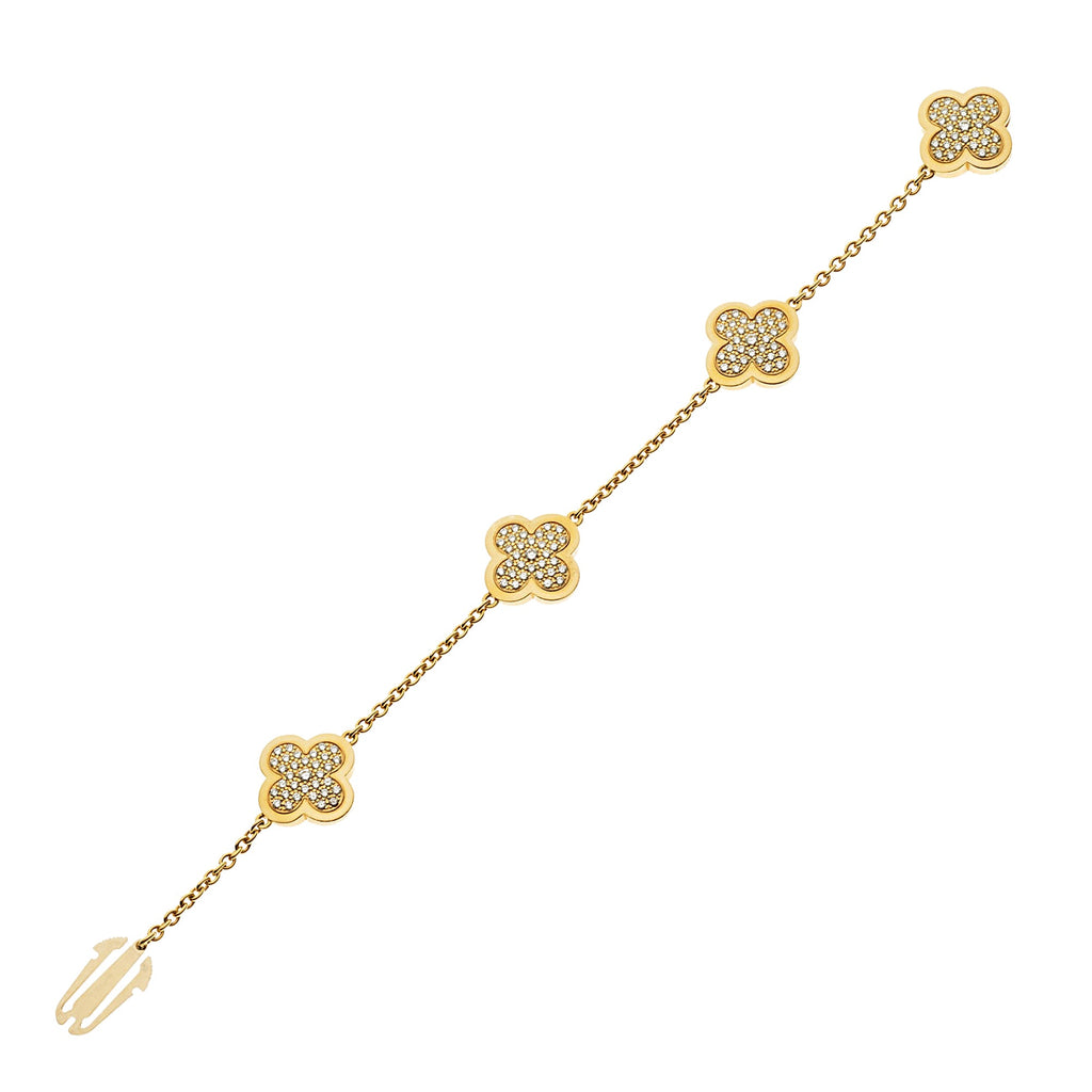 2023 New Van Cleef & Arpels Vintage Alhambra 5 Motifs 18K White Gold  Pietersite Bracelet