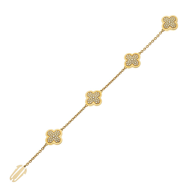 Van Cleef Arpels Pure Alhambra Diamond 18k Yellow Gold Bracelet