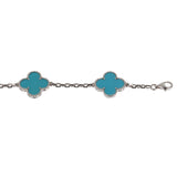 Van Cleef & Arpels Turquoise 5 Motif Vintage Alhambra 18k White Gold Bracelet 0003650