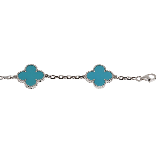 Van Cleef Arpels Turquoise Motif Alhambra 18k White Gold