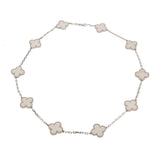 Van Cleef & Arpels Vintage Alhambra 10 Motif 18k White Gold Mother-of-Pearl Necklace 0003961