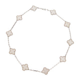 Van Cleef & Arpels Vintage Alhambra 10 Motif 18k White Gold Mother-of-Pearl Necklace 0003961