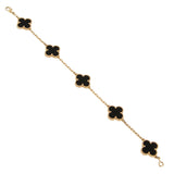 Van Cleef & Arpels Vintage Alhambra 18k Yellow Gold Bracelet, 5 Motifs Onyx 0003984